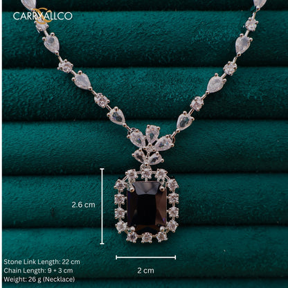 Carryallco Blue Sapphire American Diamond Necklace Set