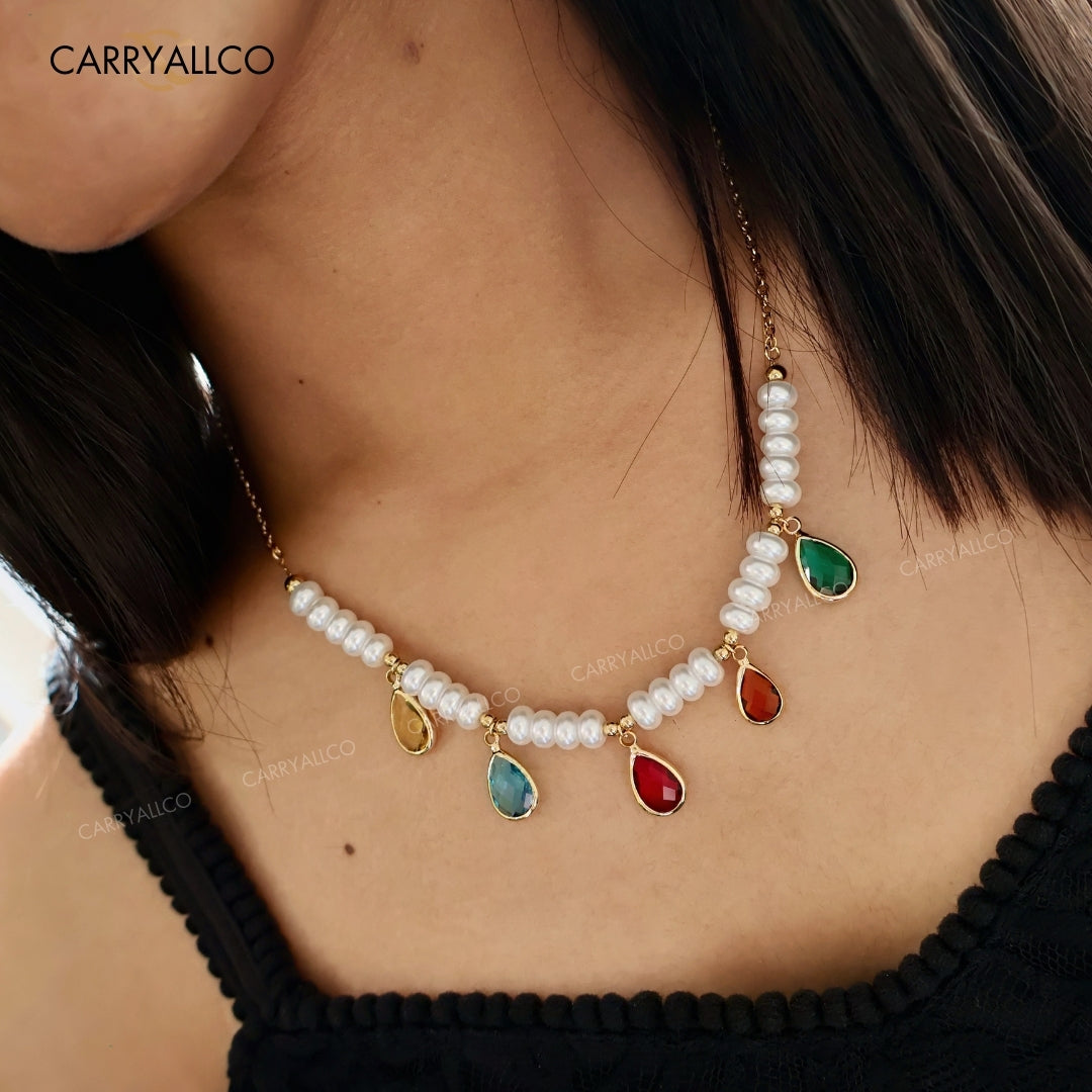 Carryallco Bohemian Pearl Tassel Necklace Carryallco