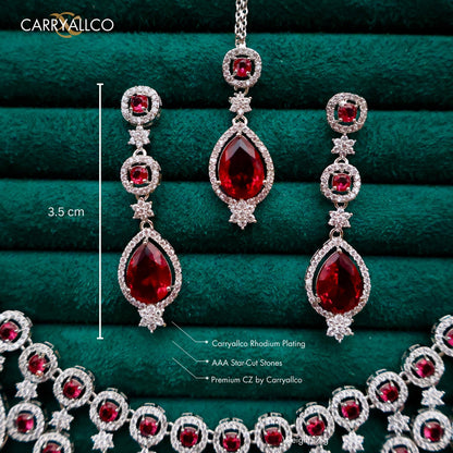 Carryallco Bridal 4 layer Ruby American Diamond Necklace Set