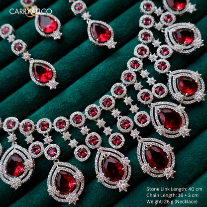 Carryallco Bridal 4 layer Ruby American Diamond Necklace Set