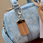 Carryallco Celeste – Denim Blue Vintage Full Vegan Leather Boston Bag