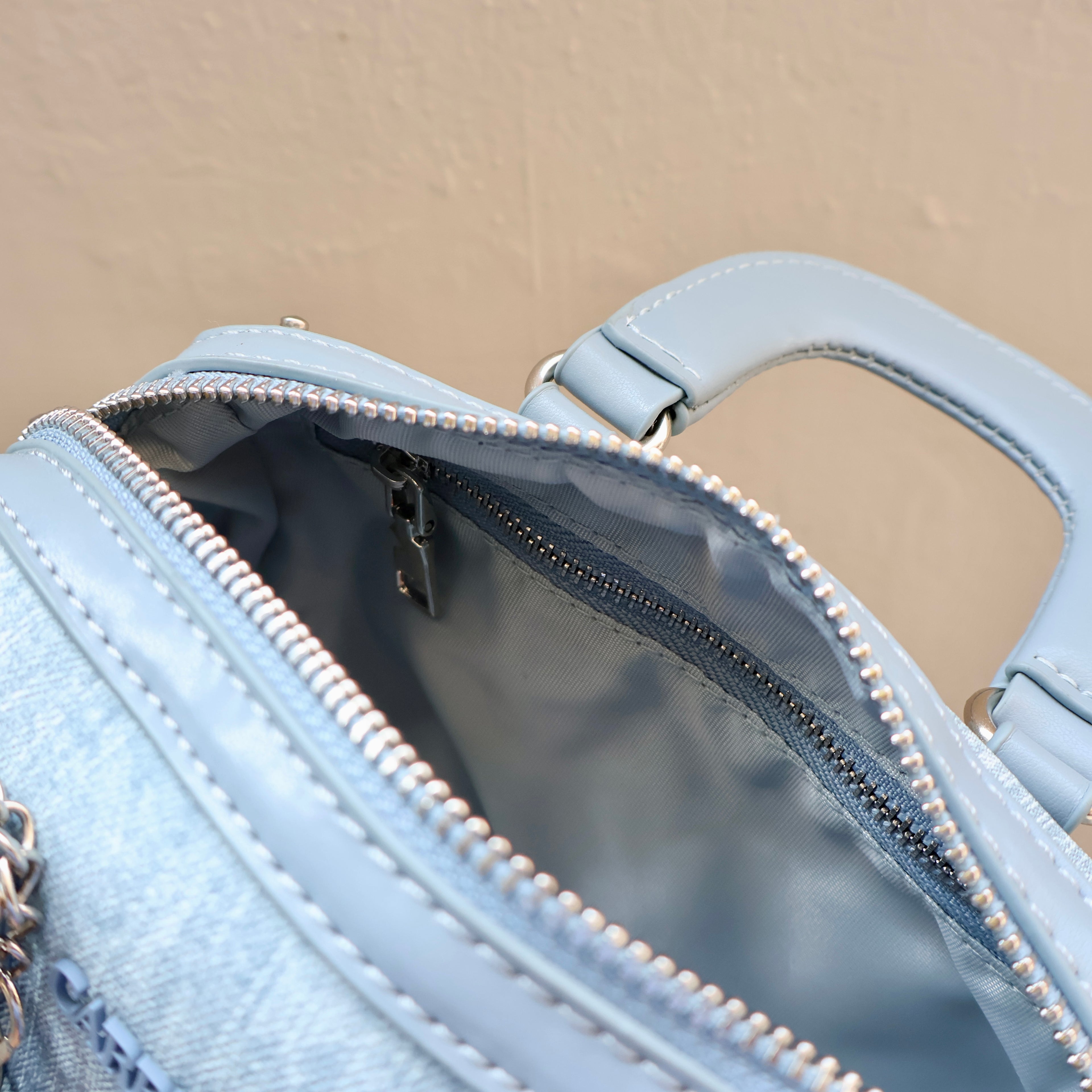 Carryallco Celeste – Denim Blue Vintage Full Vegan Leather Boston Bag