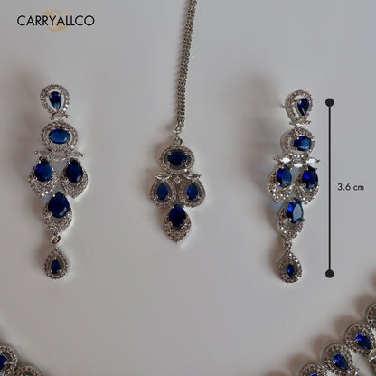 Carryallco Celestial Elegance Rhodium Polish American Diamond Necklace Set