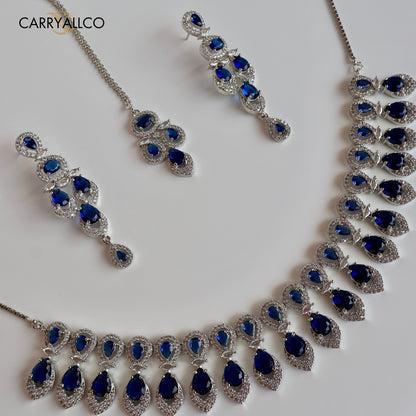 Carryallco Celestial Elegance Rhodium Polish American Diamond Necklace Set