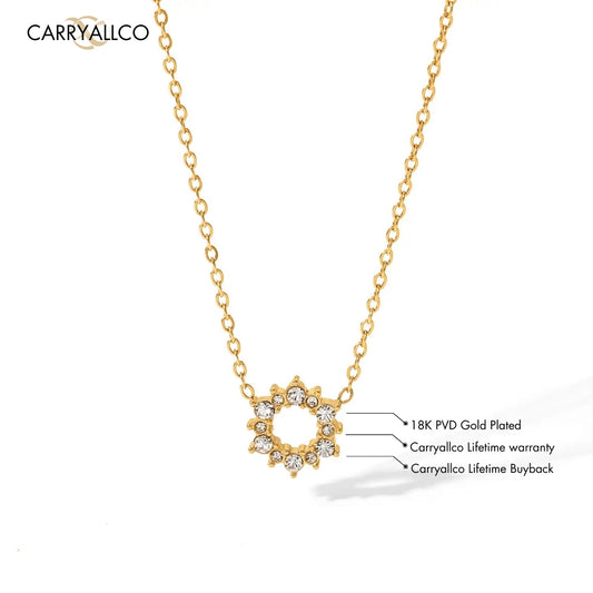 Carryallco Dainty 18K Gold-Plated Brilliant Cut Stone Pendant Necklace