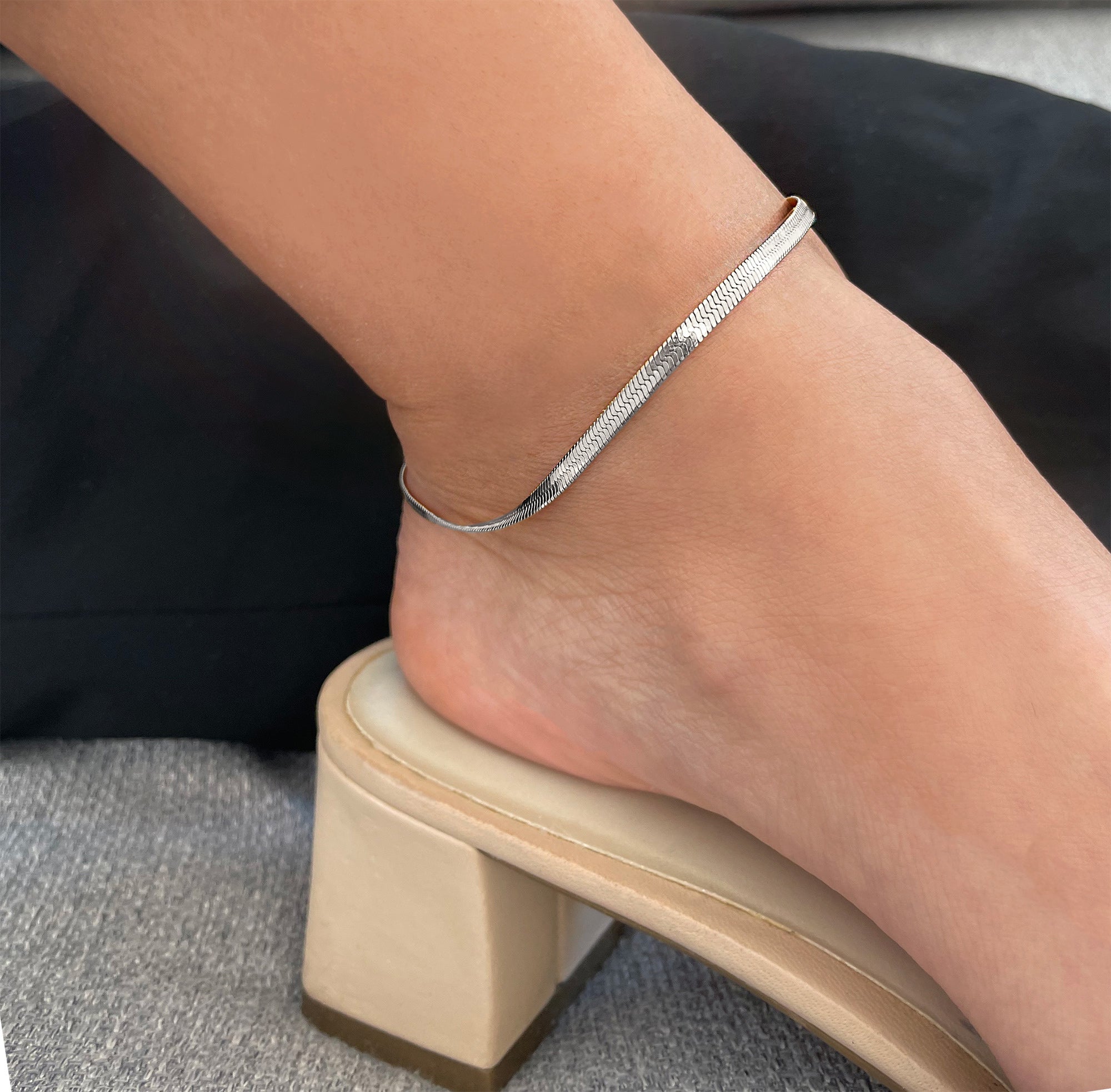 Carryallco Demifine 925 Sterling Silver Wide Anklet Chain