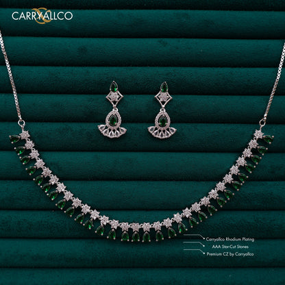 Carryallco Emerald Radiance American Diamond Necklace Set