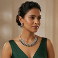 Carryallco Emerald Radiance American Diamond Necklace Set