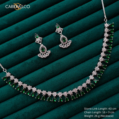 Carryallco Emerald Radiance American Diamond Necklace Set