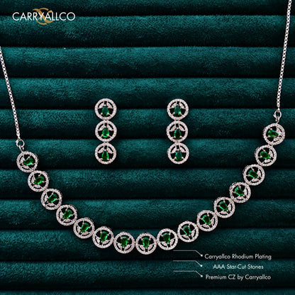 Carryallco Emerald Single Line American Diamond Necklace