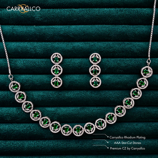 Carryallco Emerald Single Line American Diamond Necklace