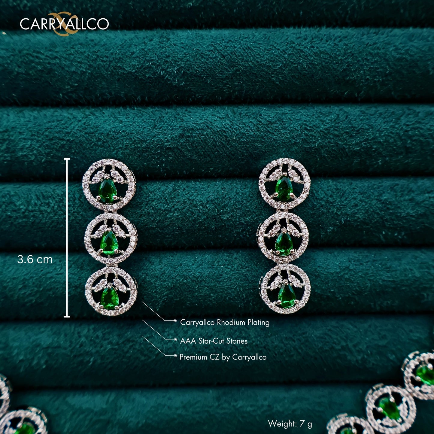 Carryallco Emerald Single Line American Diamond Necklace