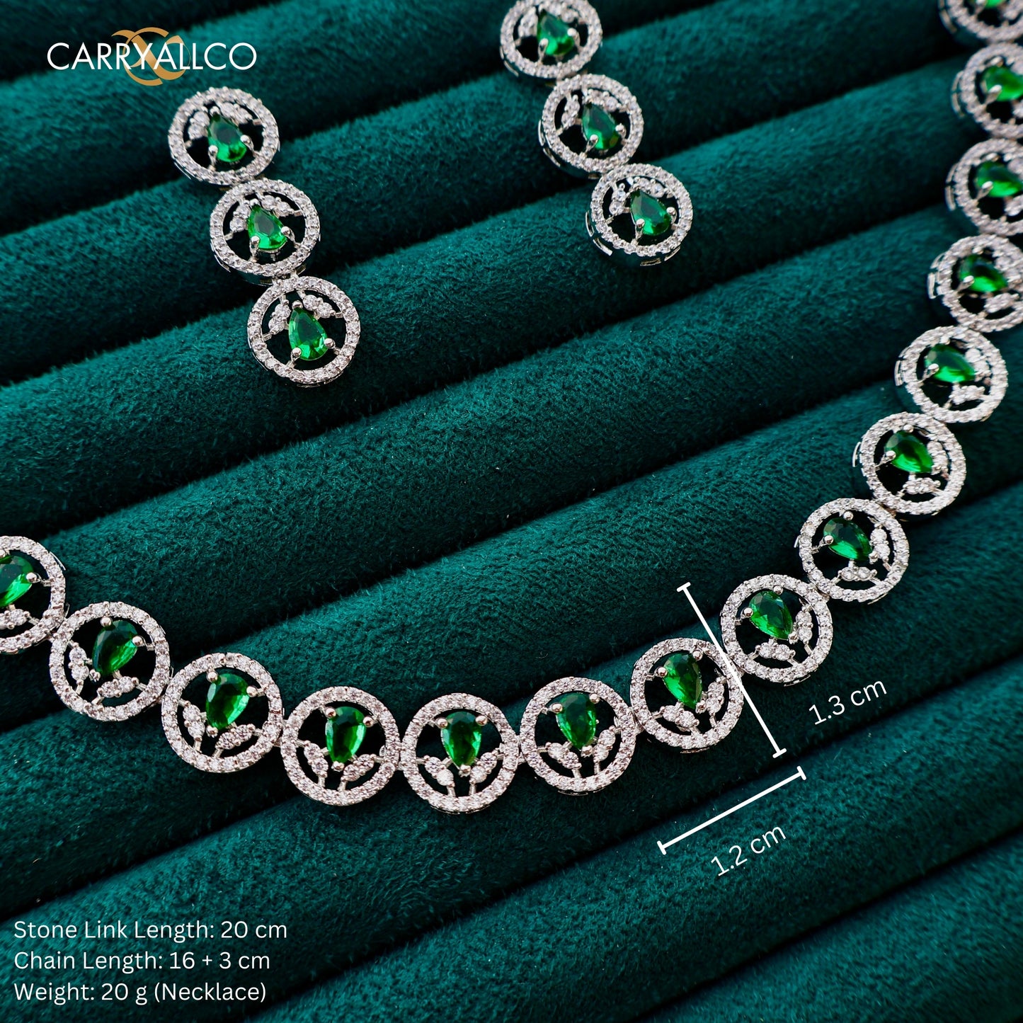 Carryallco Emerald Single Line American Diamond Necklace