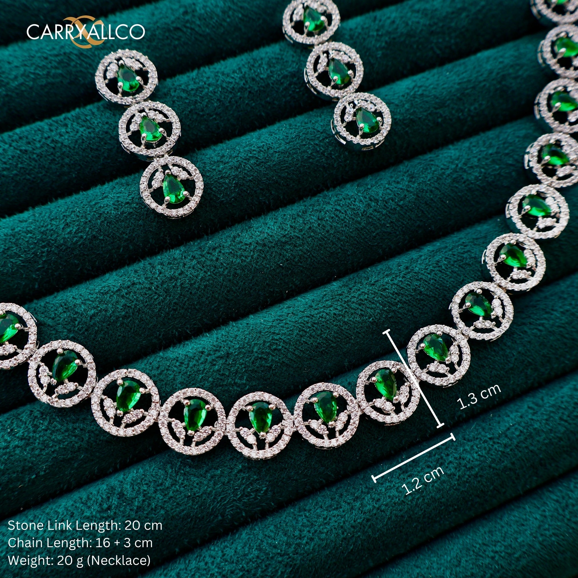 Carryallco Emerald Single Line American Diamond Necklace Carryallco