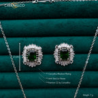 Carryallco Emerald Square Charm Diamond Pendant Set CARRYALLCO