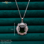 Carryallco Emerald Square Charm Diamond Pendant Set CARRYALLCO