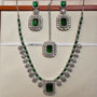 Emerald Square Royal Necklace Set – Full Set View | American Diamond Jewellery | Carryallco India