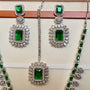 Emerald Square Royal Necklace Set – Side View | American Diamond Jewellery | Carryallco India