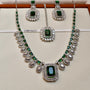 Emerald Square Royal Necklace Set – Complete Bridal Set View | American Diamond Jewellery | Carryallco India
