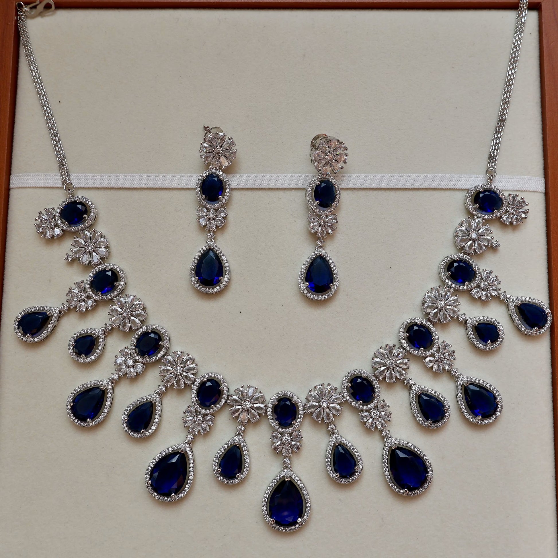 Midnight Royale Necklace Set – Full Set View | American Diamond Jewellery | Carryallco India