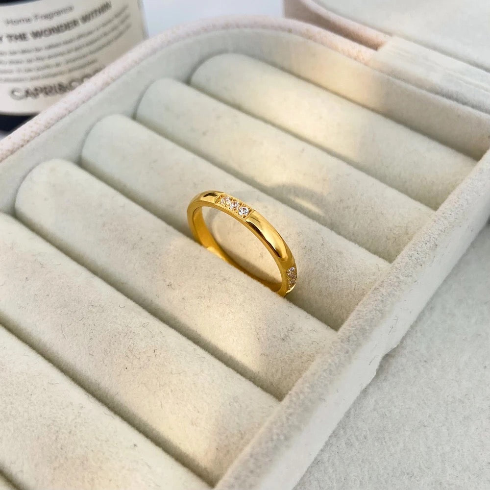 Carryallco 18K Gold Plated Demi-fine Minimalist Diamond Ring