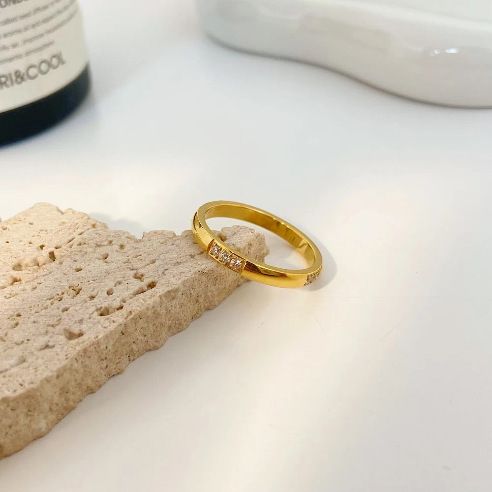 Carryallco 18K Gold Plated Demi-fine Minimalist Diamond Ring
