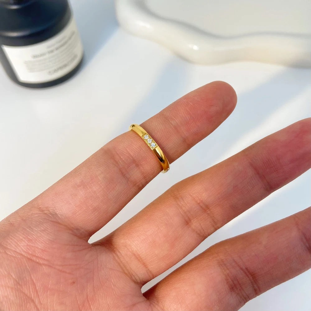 Carryallco 18K Gold Plated Demi-fine Minimalist Diamond Ring