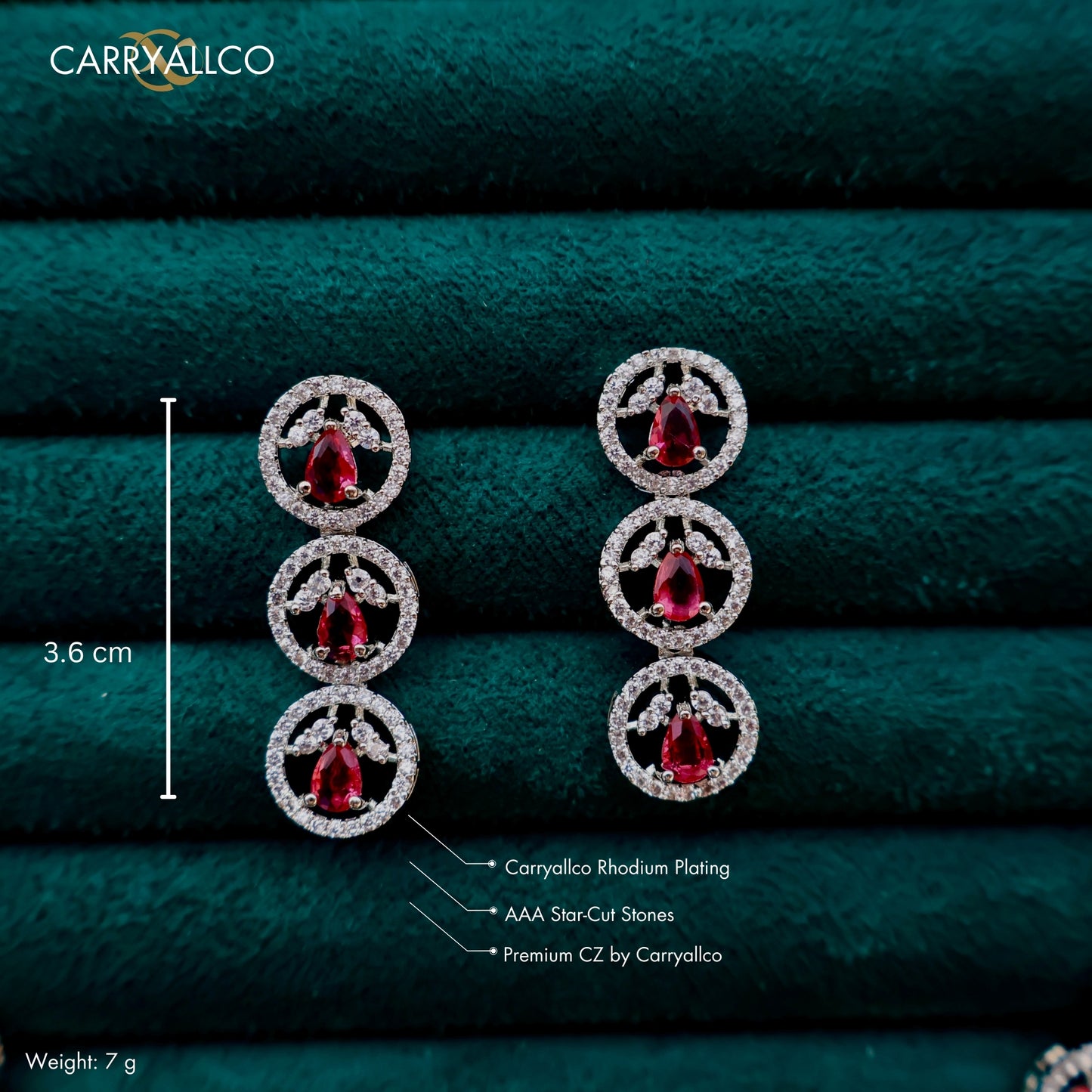 Carryallco Red Stone Single Line American Diamond Necklace