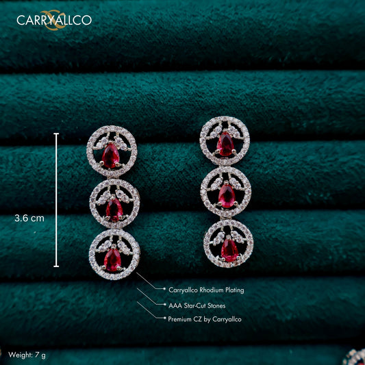 Carryallco Red Stone Single Line American Diamond Necklace