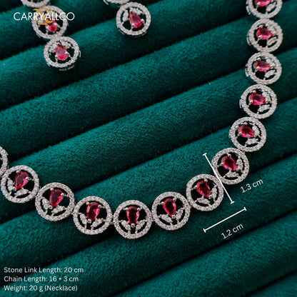 Carryallco Red Stone Single Line American Diamond Necklace