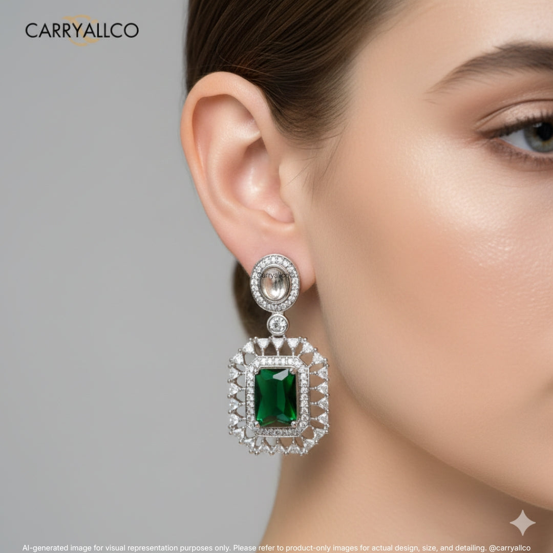 Carryallco Regal Radiance Green Stone Earrings