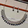 Sapphire Glow American Diamond Necklace Set – Full Set View | American Diamond Jewellery | Carryallco India