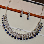Carryallco Sapphire Glow American Diamond Necklace Set