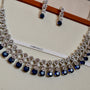Sapphire Glow American Diamond Necklace Set – Side View | American Diamond Jewellery | Carryallco India
