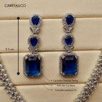 Carryallco Sapphire Square American Diamond Luxe Necklace Set Carryallco