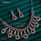 Carryallco Scarlet Radiance American Diamond Necklace Set Carryallco