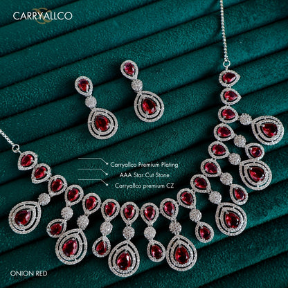Carryallco Scarlet Radiance American Diamond Necklace Set