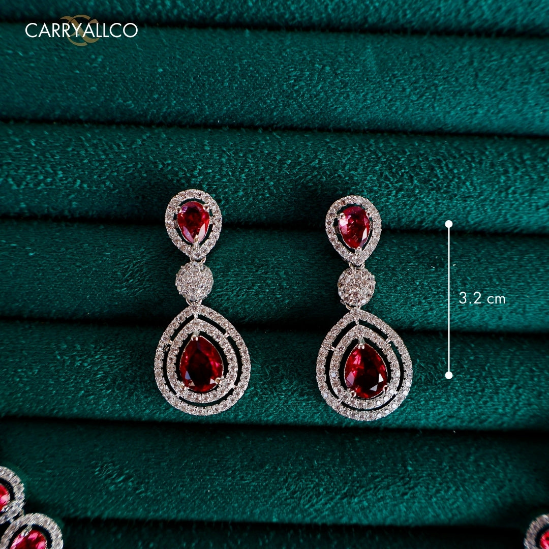 Carryallco Scarlet Radiance American Diamond Necklace Set Carryallco
