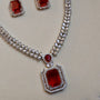 Scarlet Square American Diamond Necklace Set – Pendant Close-up | American Diamond Jewellery | Carryallco India