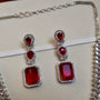 Scarlet Square American Diamond Necklace Set – Earrings Detail | American Diamond Jewellery | Carryallco India