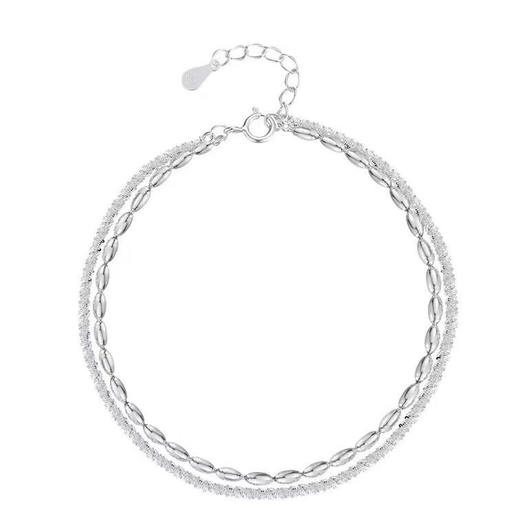 Double-Layer Silver Bead Anklet – 925 Sterling Silver Demi-Fine Jewellery | Carryallco India