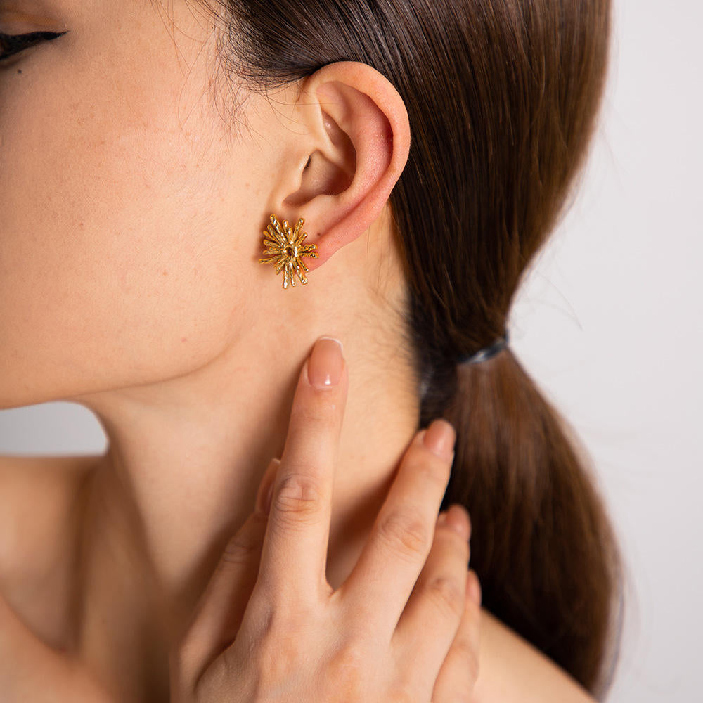 Sunburst Texture Stud Earrings