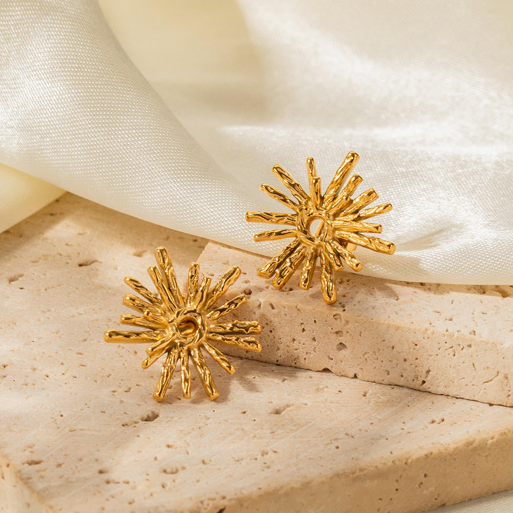 Sunburst Texture Stud Earrings
