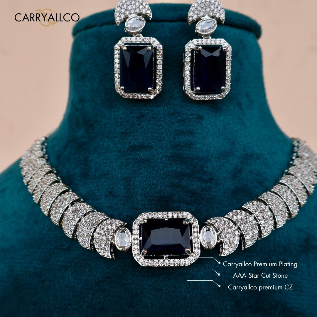 Celestial Blue Star-Cut American Diamond Necklace Set