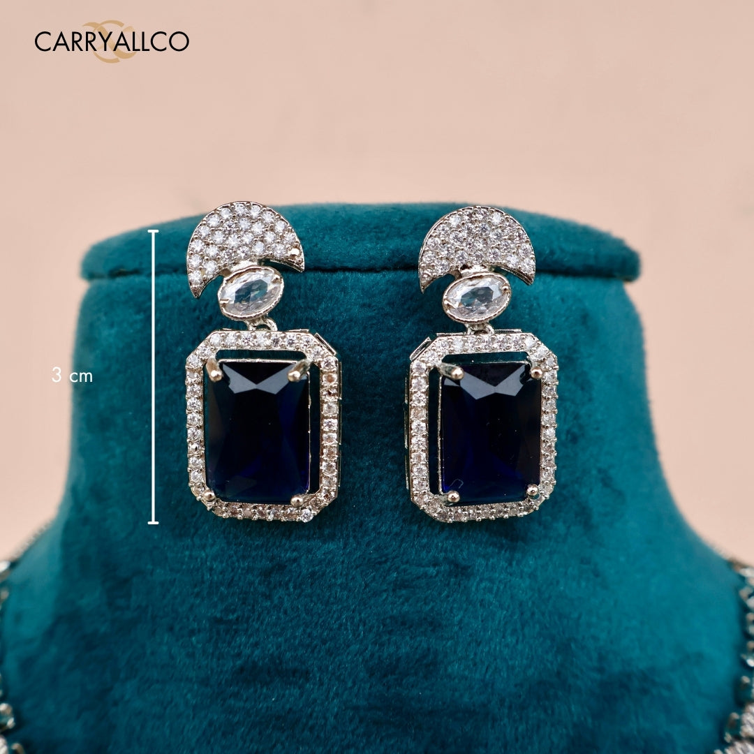 Celestial Blue Star-Cut American Diamond Necklace Set