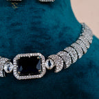 Celestial Blue Star-Cut American Diamond Necklace Set