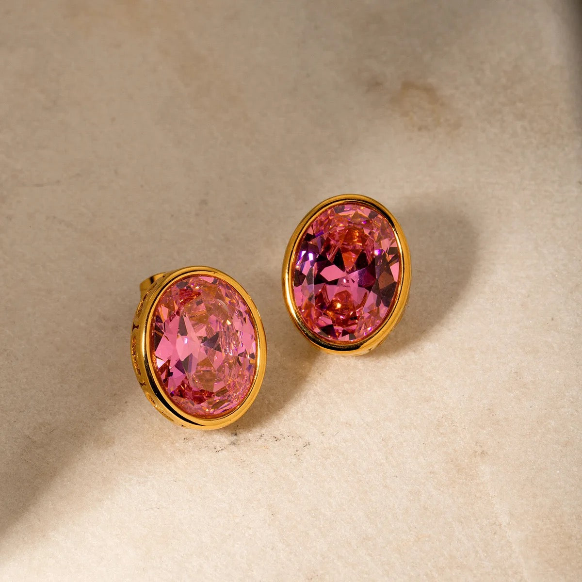 Celestial Pink Sparkle Stud Earrings
