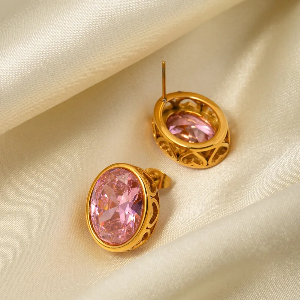 Celestial Pink Sparkle Stud Earrings