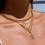 Checkered CZ Rectangle Pendant Necklace | 18K Gold PVD | Carryallco