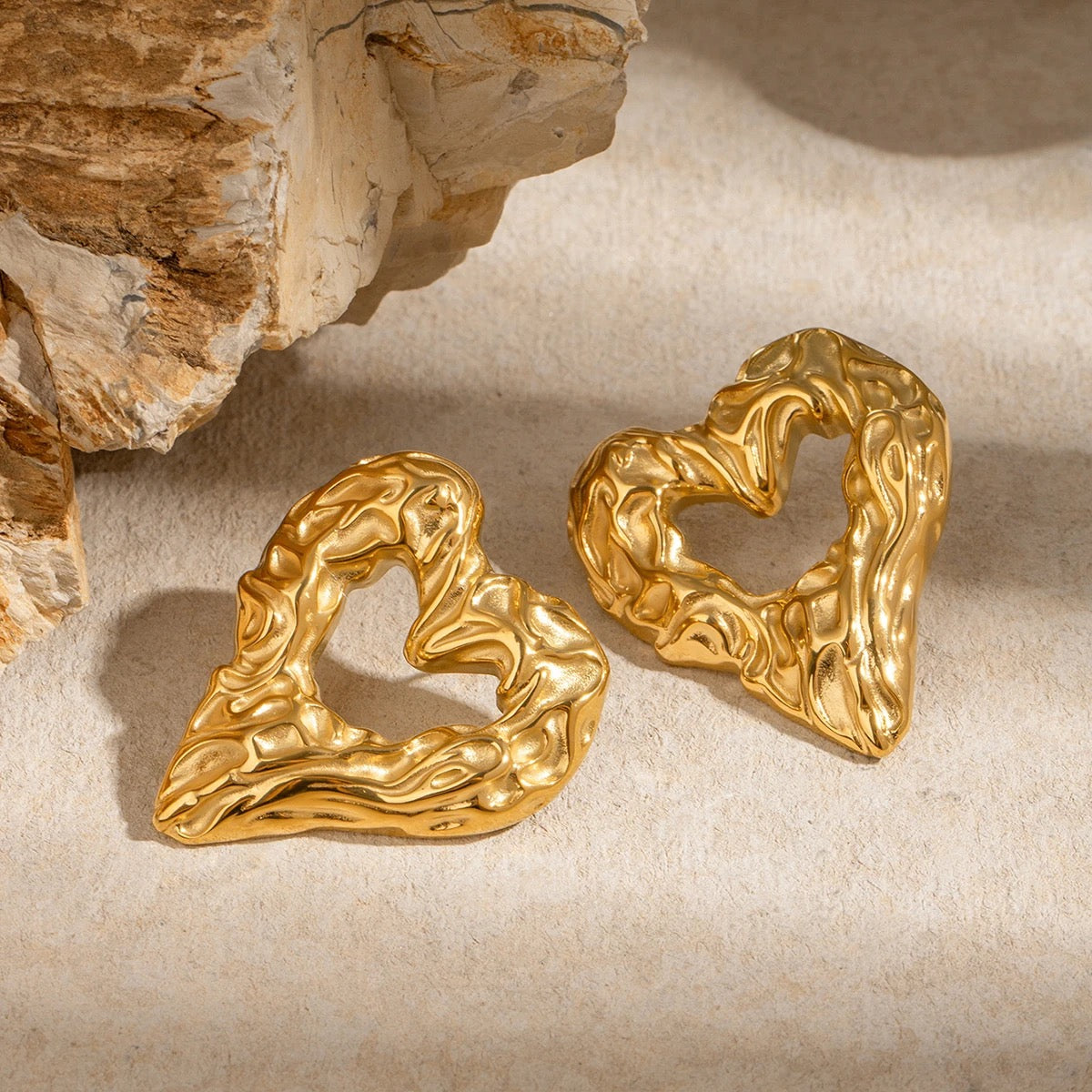 Chunky Lava Heart Hoop Earrings